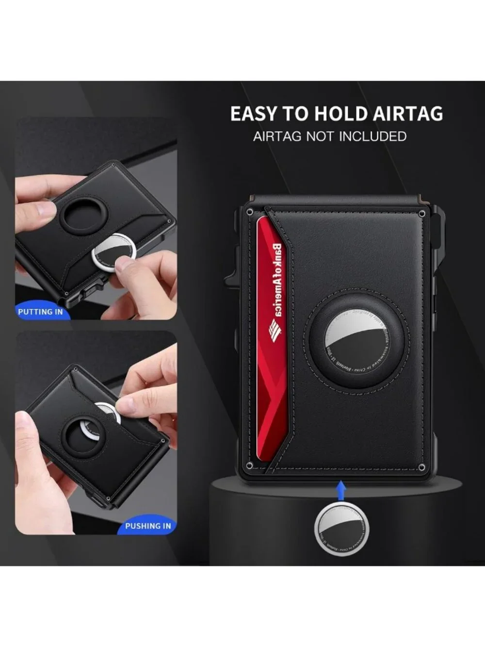 Minimalist RFID Blocking Smart Wallet for AirTag - Men's Sleek Design